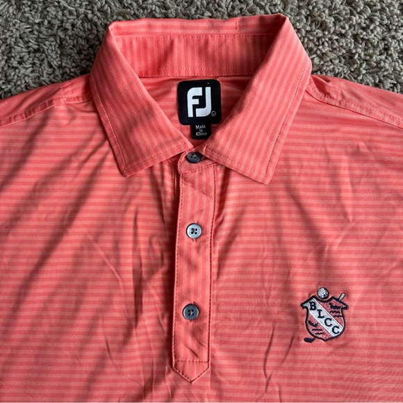 FootJoy Other - FootJoy FJ Polo Men's Large Striped Red "BLCC" Golf Performance Stretch Shirt